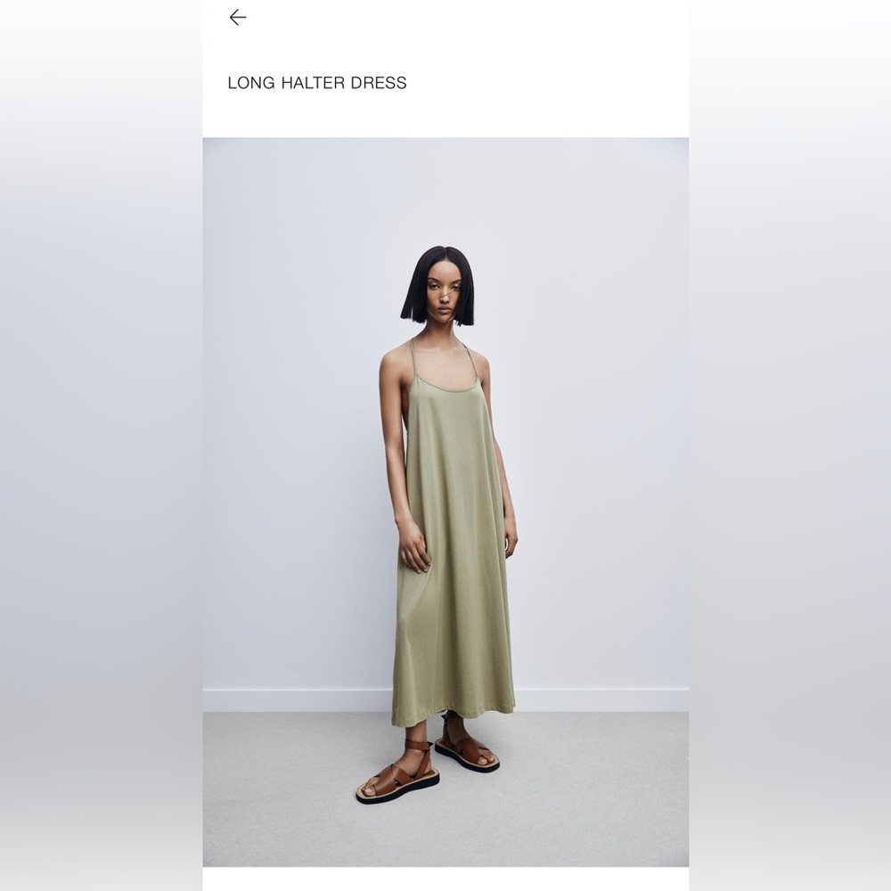 NWT Zara 100% Cotton Long Halter Maxi Dress - Size Medium